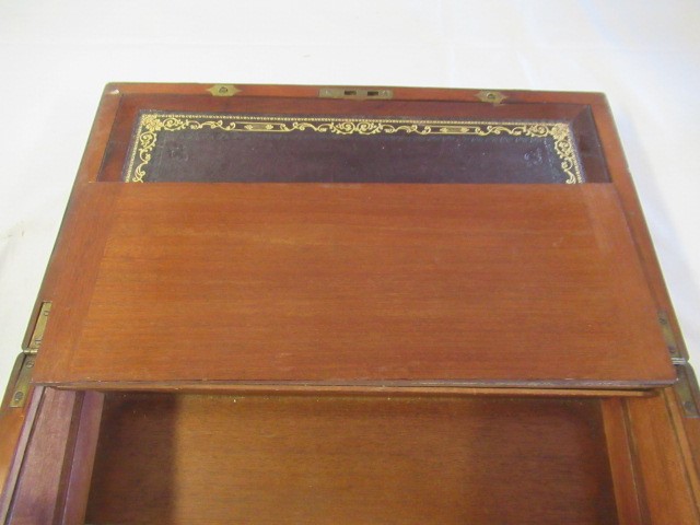 A 19TH CENTURY MAHOGANY BRASS BOUND CAMPAIGN WRITING SLOPE Image