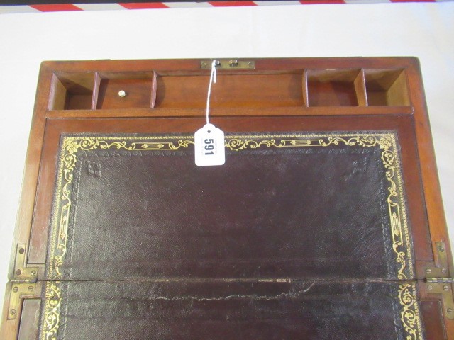A 19TH CENTURY MAHOGANY BRASS BOUND CAMPAIGN WRITING SLOPE Image
