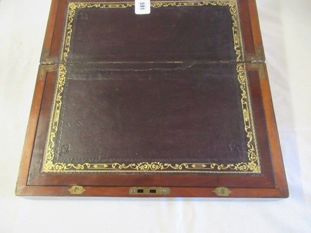A 19TH CENTURY MAHOGANY BRASS BOUND CAMPAIGN WRITING SLOPE Image