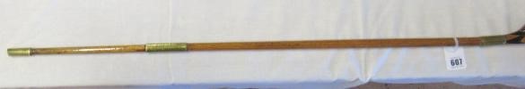 AN EARLY 20TH CENTURY MARQUETRY INLAID PISTOL GRIP WALKING STICK Image