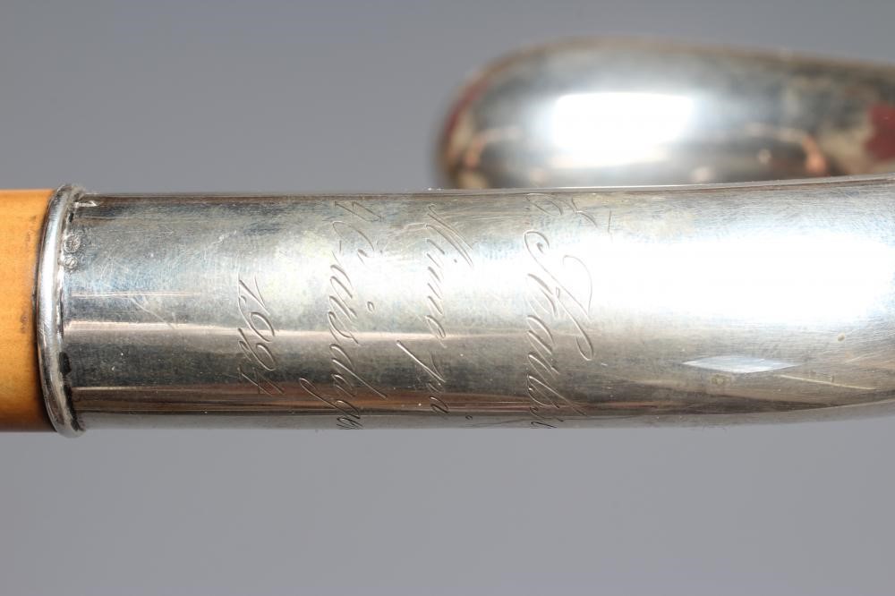 A 20TH CENTURY SWEDISH SILVER CROOK HANDLE WALKING STICK Image