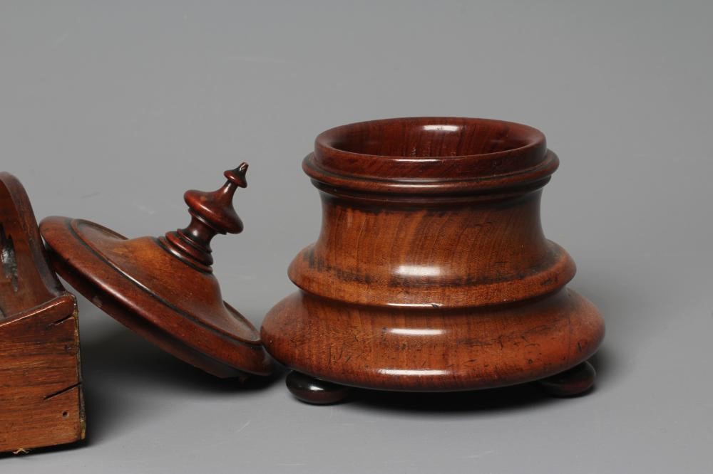 A COLLECTION OF 19TH CENTURY ROSEWOOD TREEN comprising a tray with shaped gallery edge Image