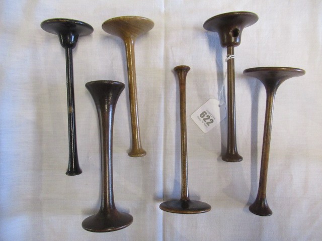 SIX 19TH CENTURY TREEN TRUMPET STETHOSCOPES, each 6 1/4" long Image