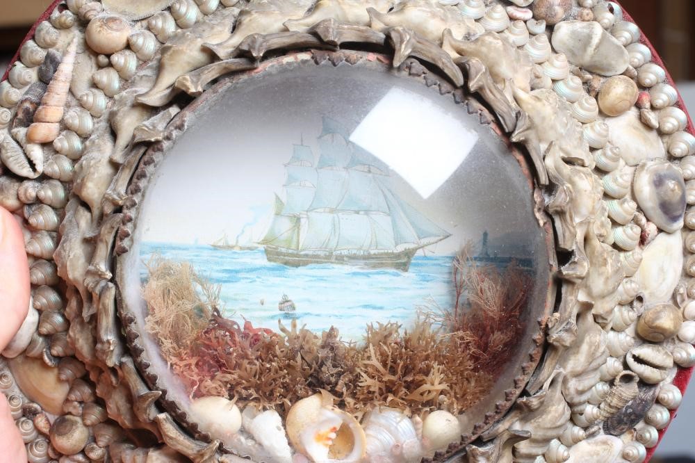 A LATE VICTORIAN SHELLWORK 'ANCHOR' MARITIME DIORAMA Image