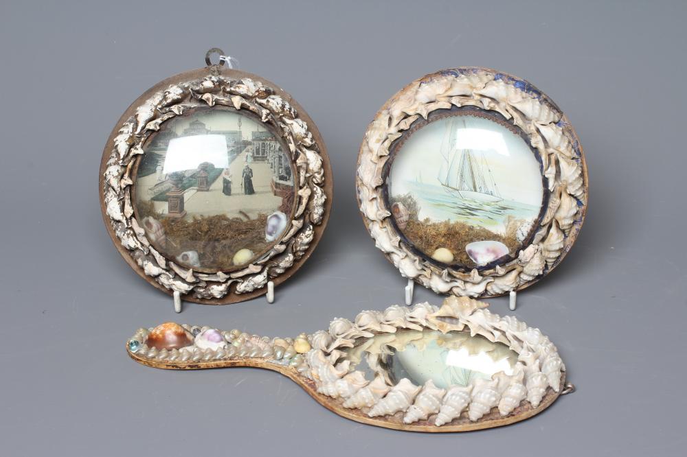 A PAIR OF LATE VICTORIAN CIRCULAR SHELLWORK DIORAMAS Image