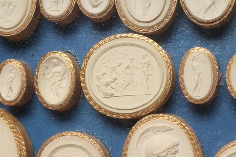 A COLLECTION OF FIFTY EIGHT ITALIAN 19TH CENTURY GRAND TOUR PLASTER INTAGLIO MEDALLIONS, depicting Image