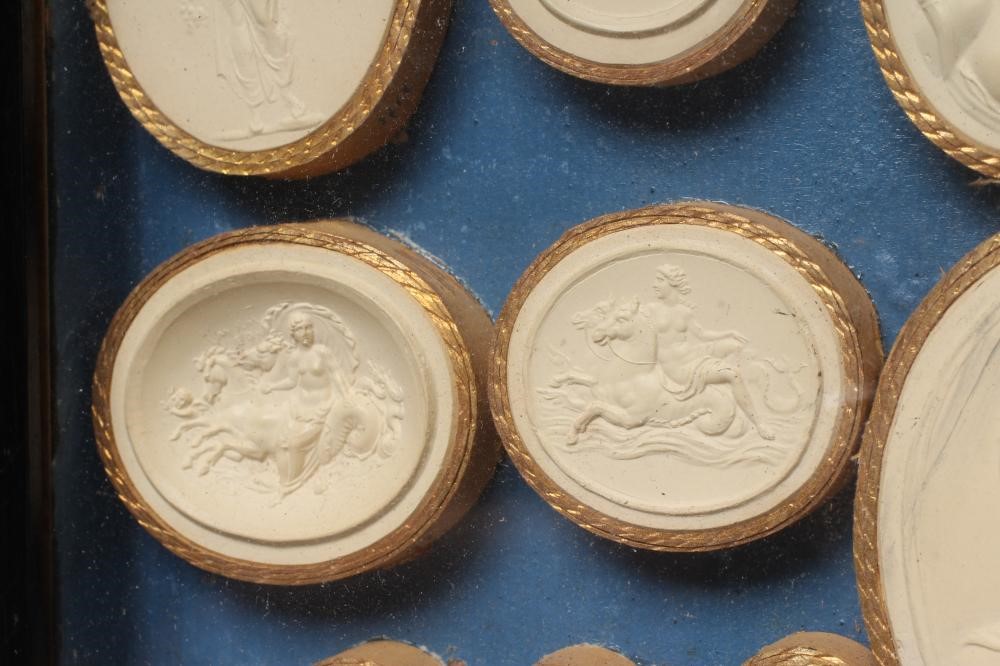 A COLLECTION OF FIFTY EIGHT ITALIAN 19TH CENTURY GRAND TOUR PLASTER INTAGLIO MEDALLIONS, depicting Image