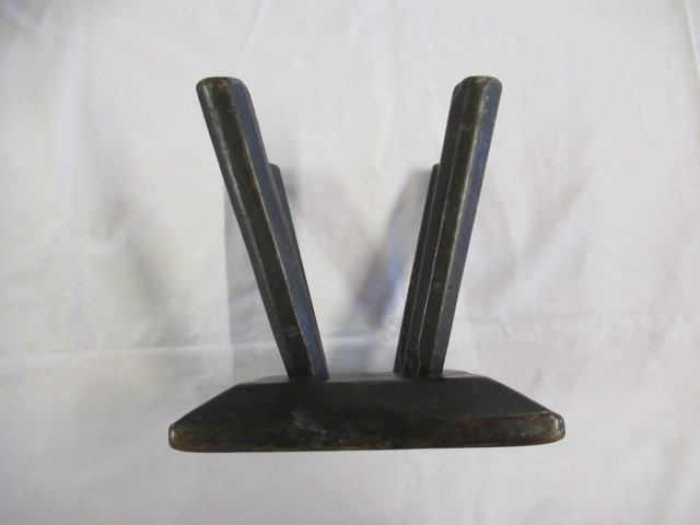 A 19TH CENTURY ASH AND ELM MILKING STOOL, the oblong seat raised on four circular tapering legs, 13 Image