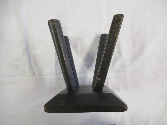 A 19TH CENTURY ASH AND ELM MILKING STOOL, the oblong seat raised on four circular tapering legs, 13 Image