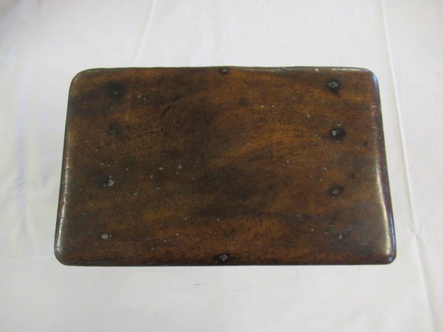 A 19TH CENTURY ASH AND ELM MILKING STOOL, the oblong seat raised on four circular tapering legs, 13 Image