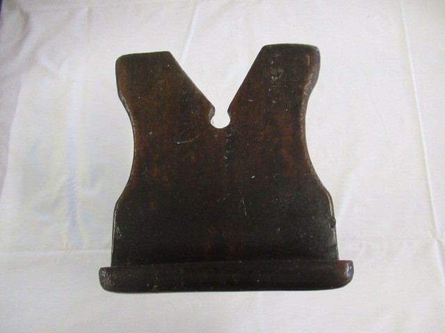 A 19TH CENTURY ASH AND ELM MILKING STOOL, the oblong seat raised on four circular tapering legs, 13 Image