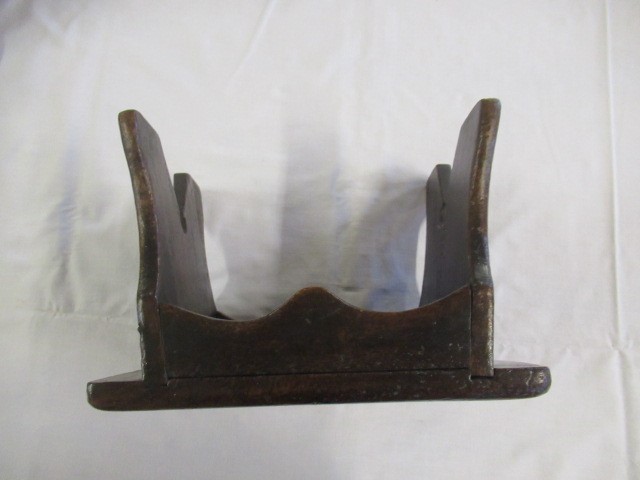 A 19TH CENTURY ASH AND ELM MILKING STOOL, the oblong seat raised on four circular tapering legs, 13 Image