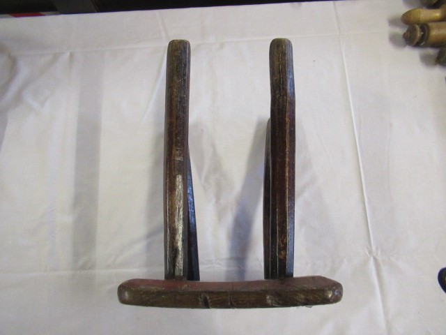 A 19TH CENTURY ASH AND ELM MILKING STOOL, the oblong seat raised on four circular tapering legs, 13 Image