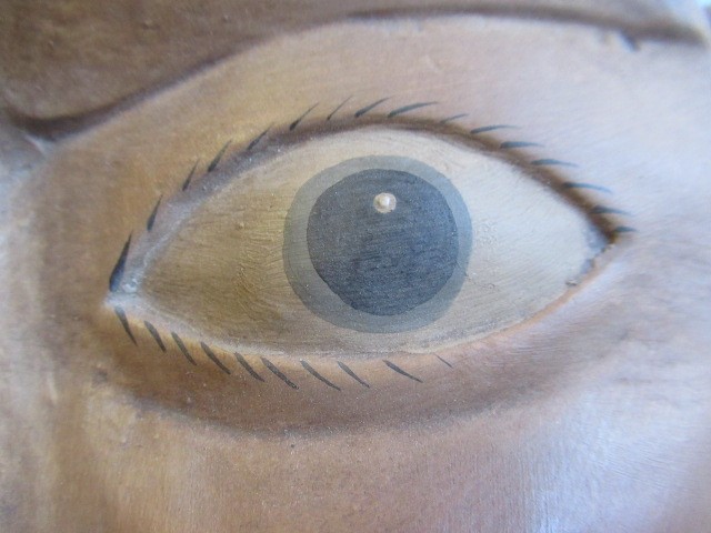 AN EARLY 20TH CENTURY FOLK ART TOLEWARE CRESCENT MOON FACE Image