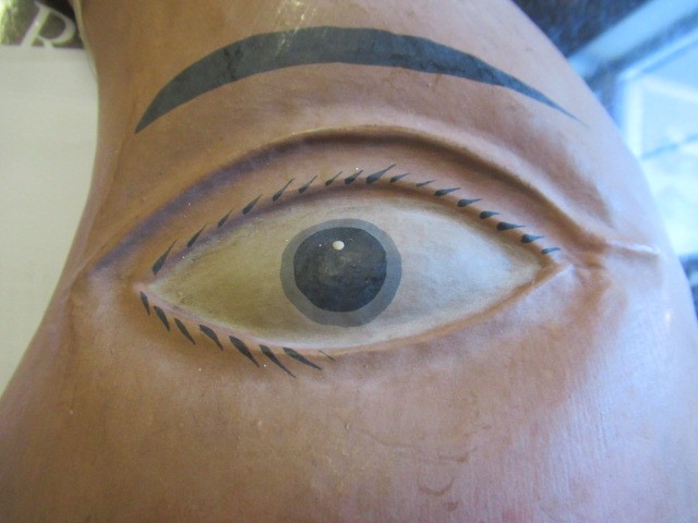 AN EARLY 20TH CENTURY FOLK ART TOLEWARE CRESCENT MOON FACE Image