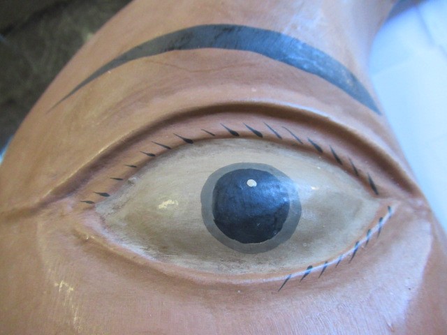 AN EARLY 20TH CENTURY FOLK ART TOLEWARE CRESCENT MOON FACE Image