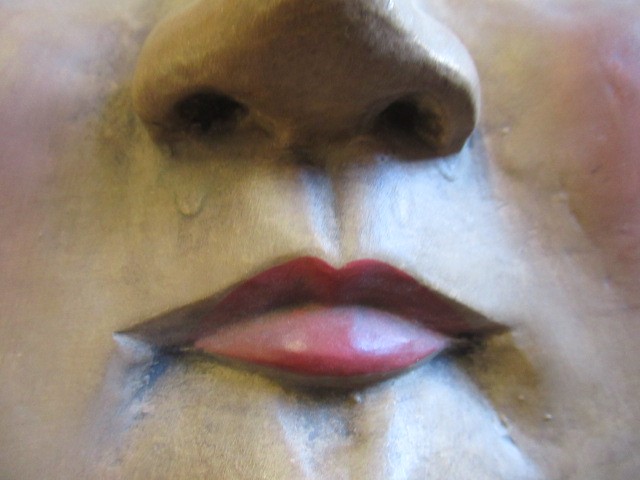 AN EARLY 20TH CENTURY FOLK ART TOLEWARE CRESCENT MOON FACE Image