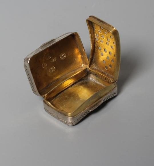 A LATE GEORGE III SILVER VINAIGRETTE by Samuel Pemberton Image