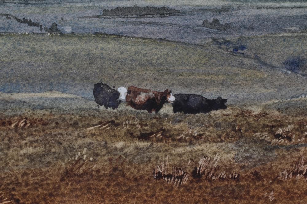 BRIAN IRVING (1931-2013) Cattle on the Moors, signed lower left, watercolour, 6" x 9 1/2", framed Image