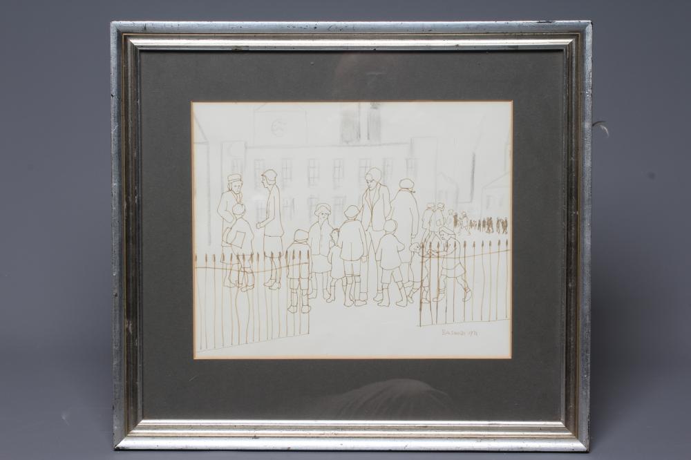 CIRCLE OF BRIAN SHIELDS 'BRAAQ' (1951-1997) Parents and Children at the School Gate, bears signature Image