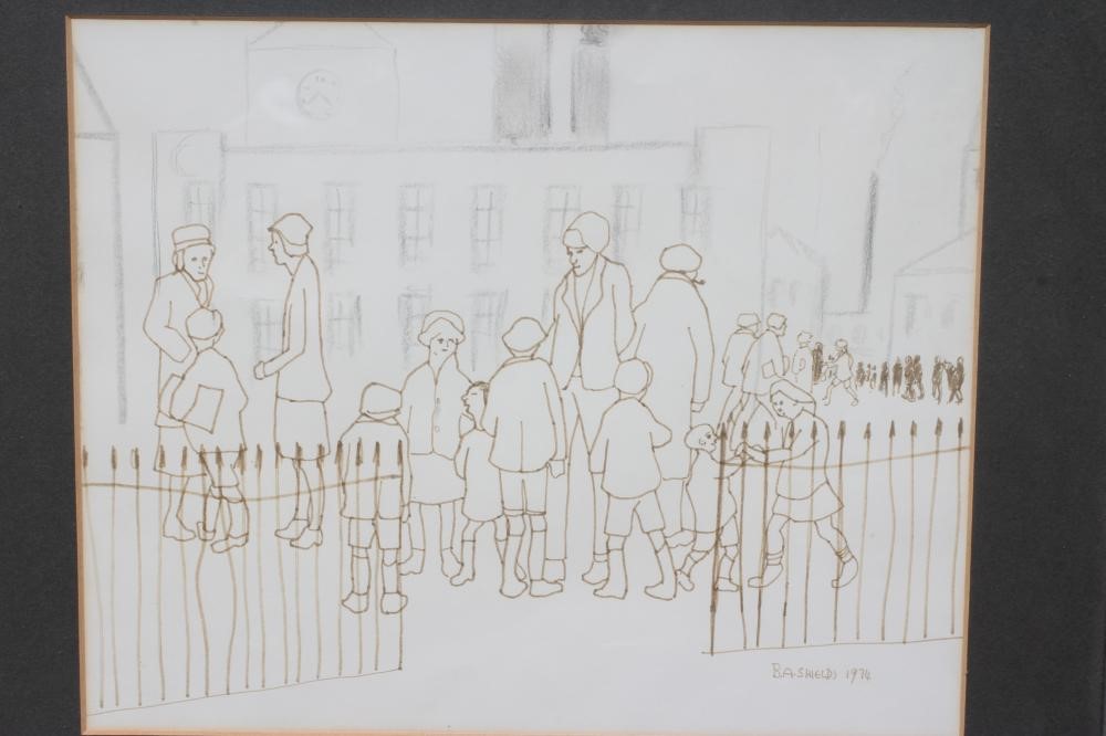 CIRCLE OF BRIAN SHIELDS 'BRAAQ' (1951-1997) Parents and Children at the School Gate, bears signature Image