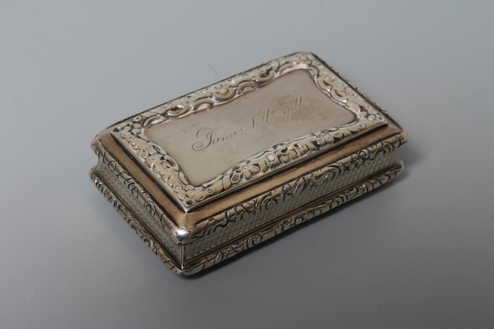 A WILLIAM IV SILVER TABLE SNUFF BOX by Nathaniel Mills Image