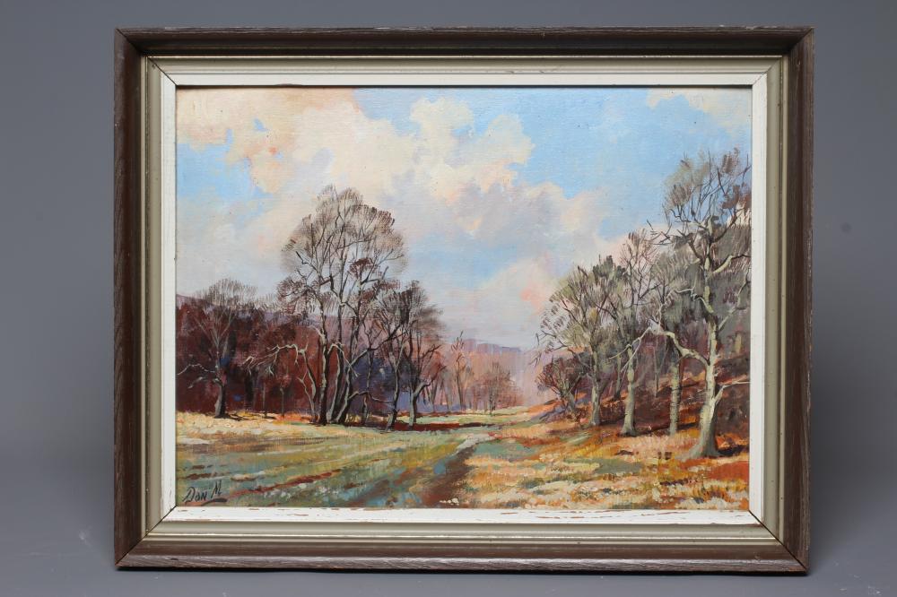 DON MICKLETHWAITE (b.1936) Autumn Harwood Dale, signed lower left, oil on board, 11 1/2" x 15 1/4", Image