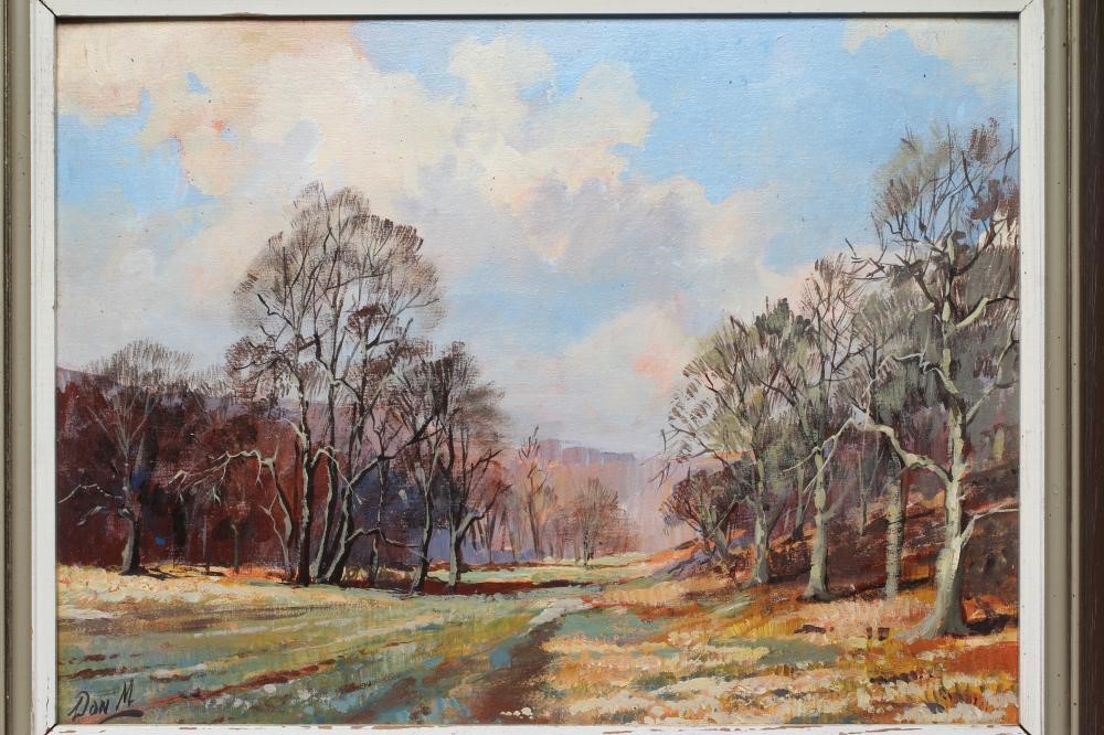 DON MICKLETHWAITE (b.1936) Autumn Harwood Dale, signed lower left, oil on board, 11 1/2" x 15 1/4", Image