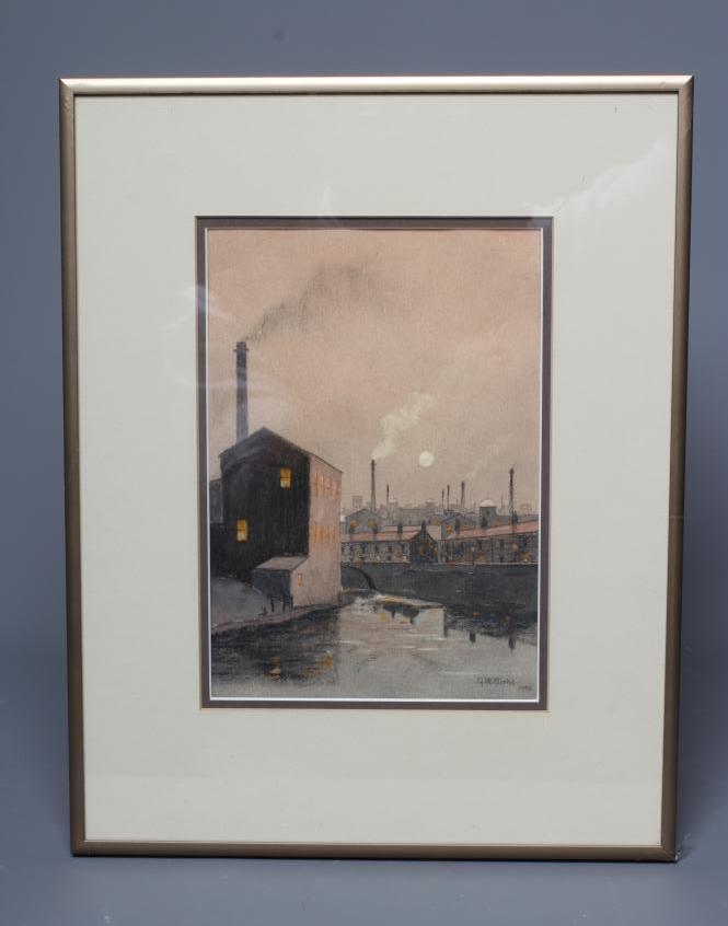 GEOFFREY WOOLSEY BIRKS (1929-1993) Northern City Industrial Landscape at Dusk, signed lower right Image