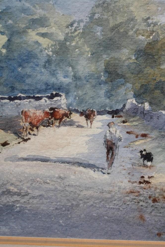 BRIAN IRVING (1931-2013) A Farmer with Cattle on a Drover's Road, signed lower left, watercolour, 8" Image