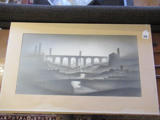 TREVOR GRIMSHAW (1947-2001) Northern Valley, pencil/graphite, Barn Gallery label/invoice verso, 12 Image