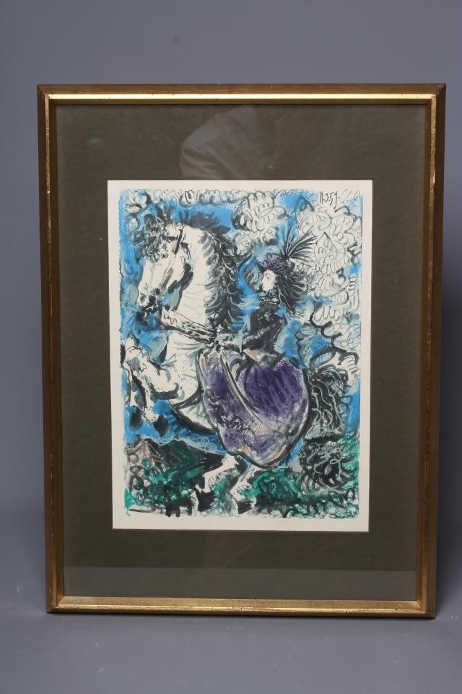 PABLO PICASSO (1881-1973) Femme au Cheval, lithograph, The Redfern Gallery Label verso, 15" x 11" Image