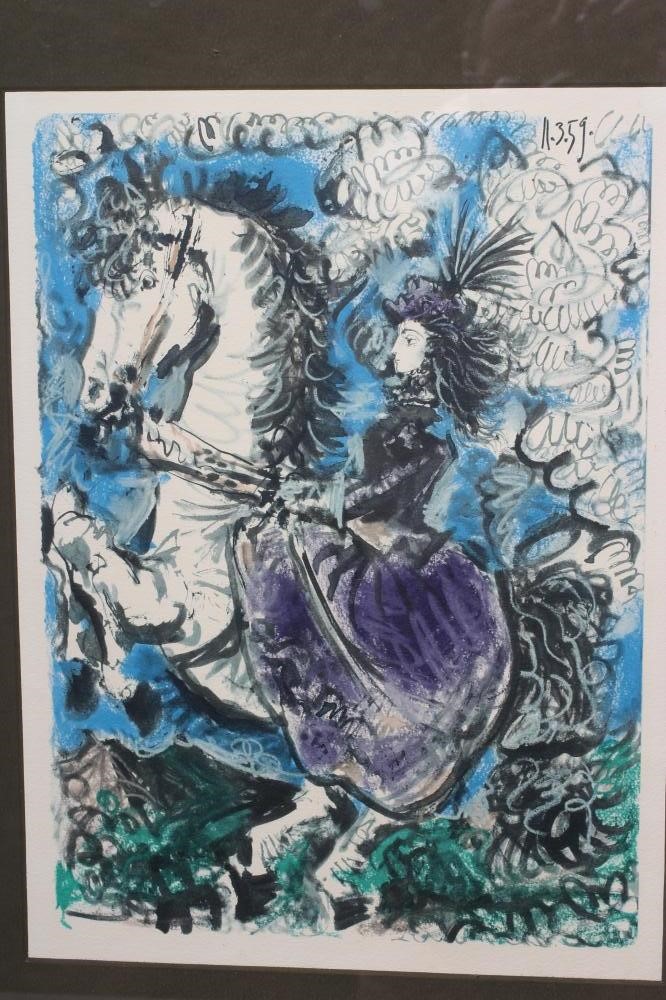 PABLO PICASSO (1881-1973) Femme au Cheval, lithograph, The Redfern Gallery Label verso, 15" x 11" Image