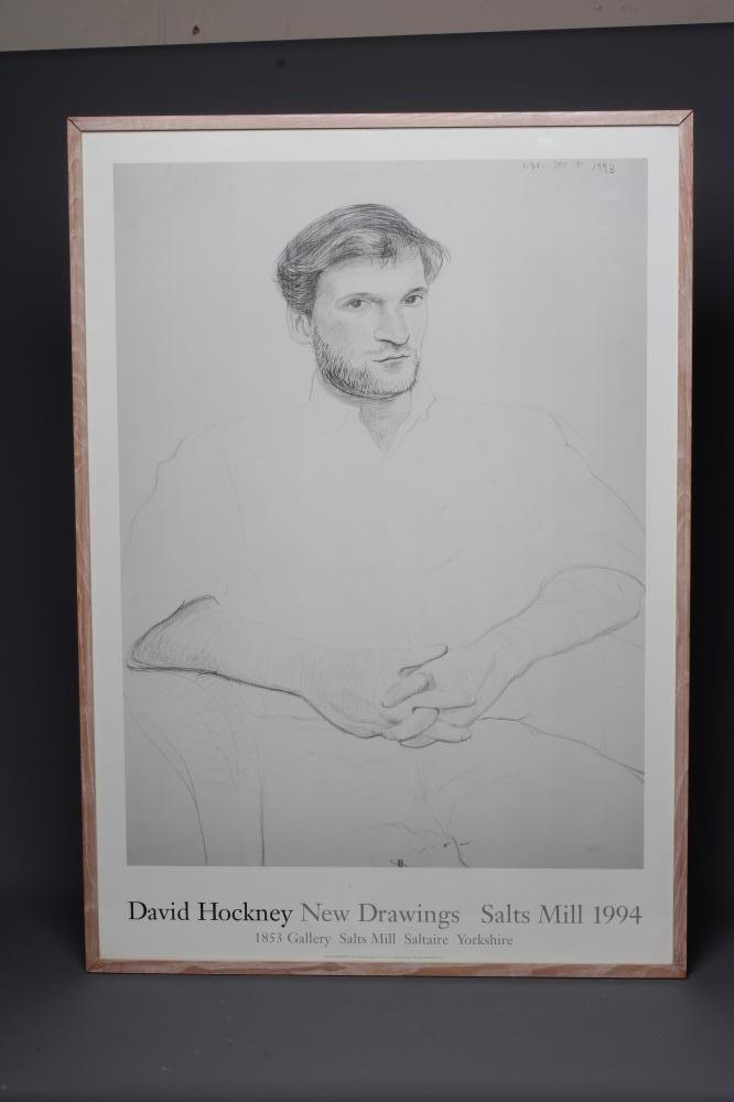 DAVID HOCKNEY (b.1937) New Drawings Salts Mill 1994, poster, 38" x 27" (SH), framed and glazed Image