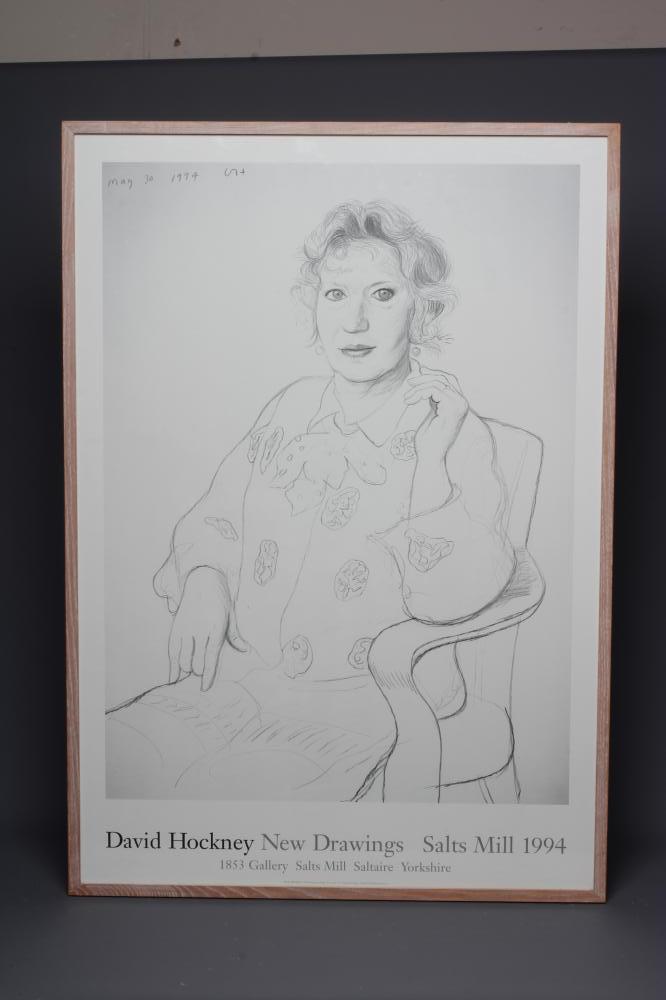 DAVID HOCKNEY (b.1937) New Drawings Salts Mill 1994, poster, 38" x 27" (SH), framed and glazed Image