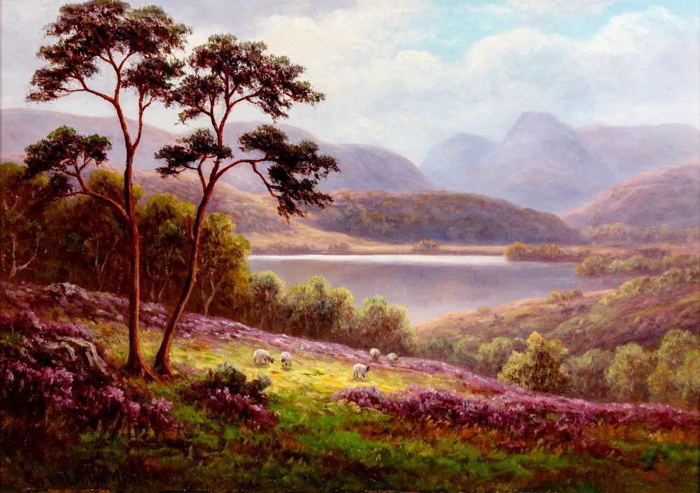 EVERETT WATSON MELLOR (1878-1965) Langdale Pikes from Elterwater and Grasmere Image