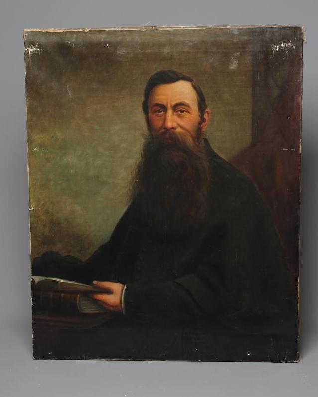 ENGLISH SCHOOL (19th Century) Portrait of a Gentleman, seated half length, wearing black and holding Image
