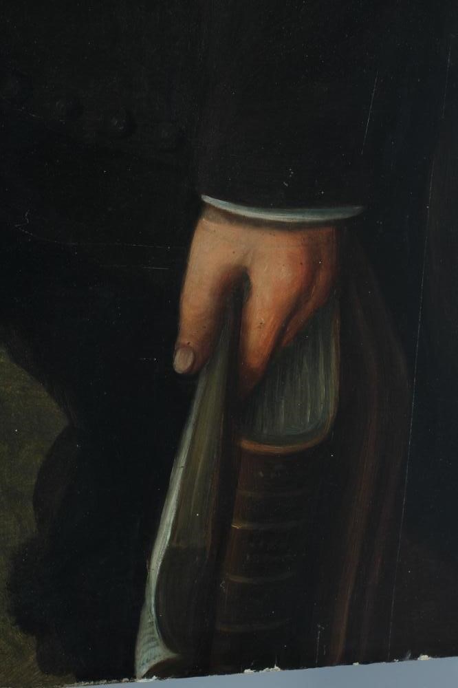 ENGLISH SCHOOL (19th Century) Portrait of a Gentleman, seated half length, wearing black and holding Image