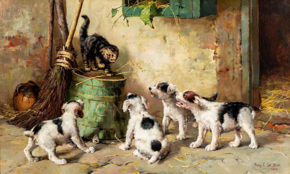 PHILIP EUSTACE STRETTON (c.1863-c.1930) What is this?, signed and dated 1887 lower right, oil on Image