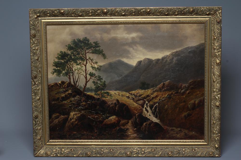 BRITISH SCHOOL (Late 19th Century) Mountainous Landscape, oil on canvas, 18" x 24", modern gilt Image