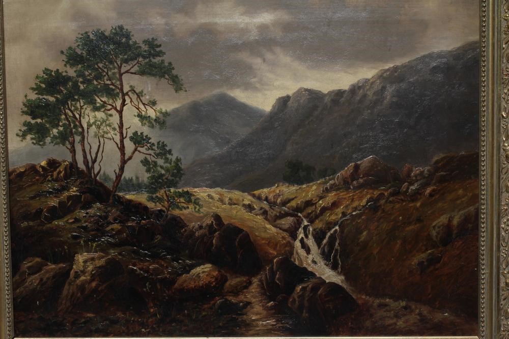 BRITISH SCHOOL (Late 19th Century) Mountainous Landscape, oil on canvas, 18" x 24", modern gilt Image
