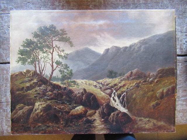 BRITISH SCHOOL (Late 19th Century) Mountainous Landscape, oil on canvas, 18" x 24", modern gilt Image