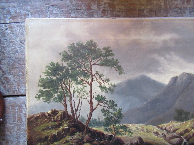 BRITISH SCHOOL (Late 19th Century) Mountainous Landscape, oil on canvas, 18" x 24", modern gilt Image
