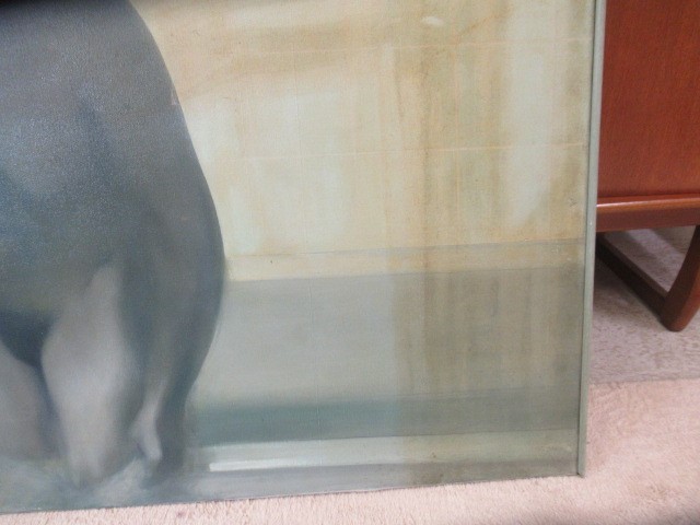 GYORGY GORDON (1924-2005) Lady in Bath, signed lower left and dated '82, oil on canvas, 41" x 41", Image
