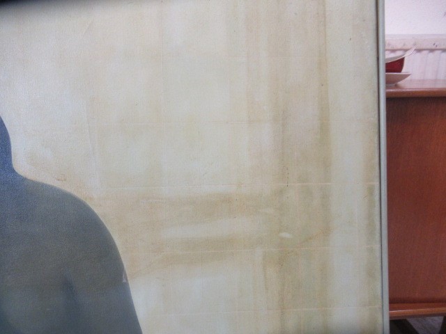 GYORGY GORDON (1924-2005) Lady in Bath, signed lower left and dated '82, oil on canvas, 41" x 41", Image