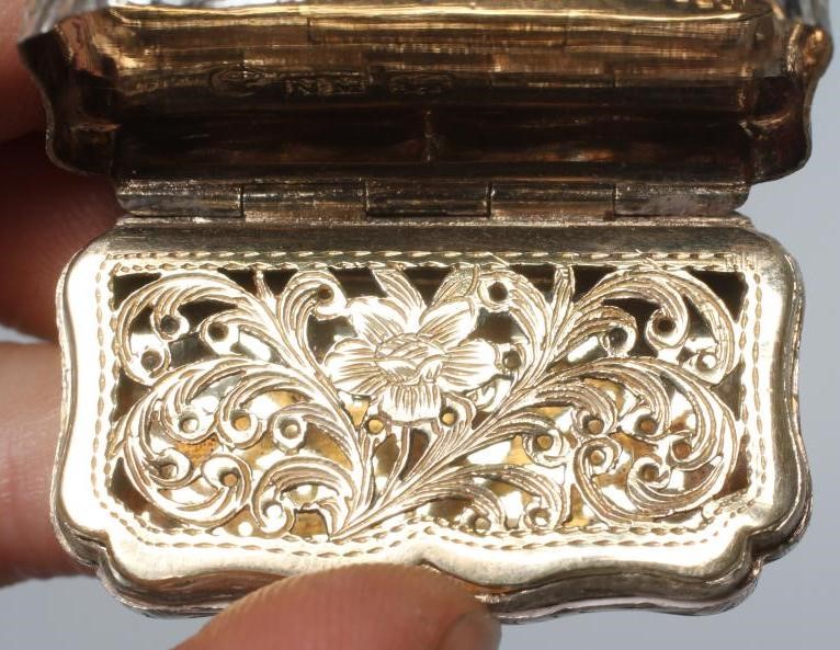 AN EARLY VICTORIAN SILVER VINAIGRETTE by Nathaniel Mills Image