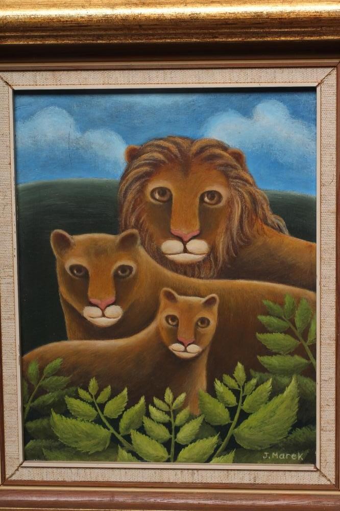 JERZY MAREK (1925-2014) A Lion and two Lionesses in a Landscape, signed lower right, The Tib lane Image