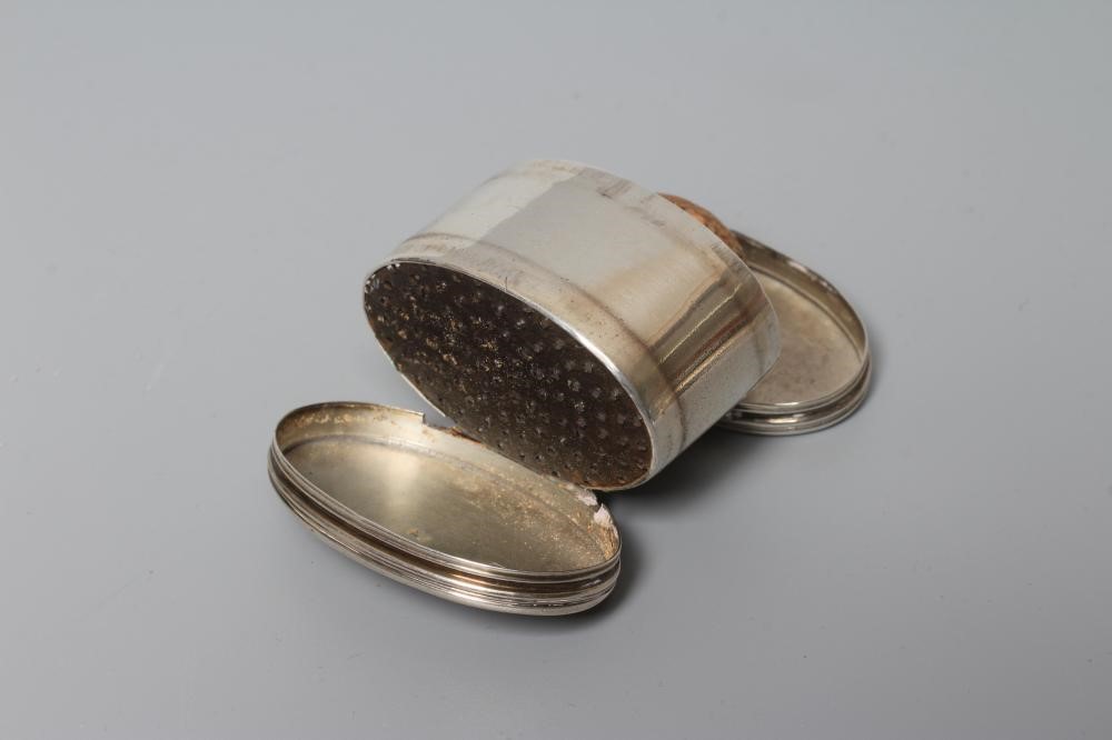 A LATE GEORGE III SILVER NUTMEG GRATER by Peter and Ann Bateman Image