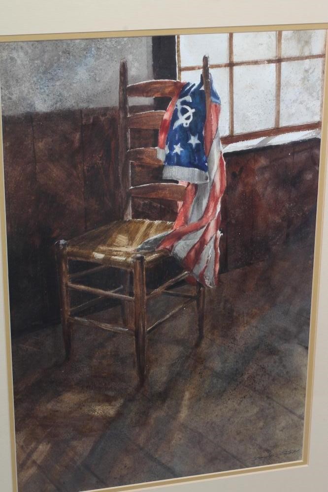 DON STONE (1929-2015) The Flag, signed lower right, watercolour, 20 1/2" x 13 1/2", framed and Image