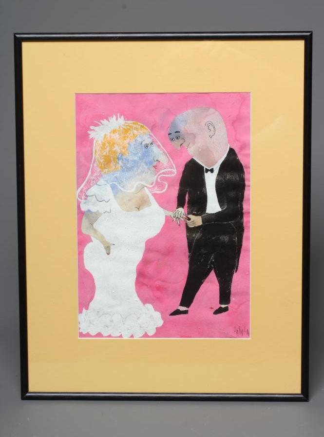 ELISABETH SABALA (b.1956) La Alianza, signed lower right, James West Fine Art Limited label verso, Image